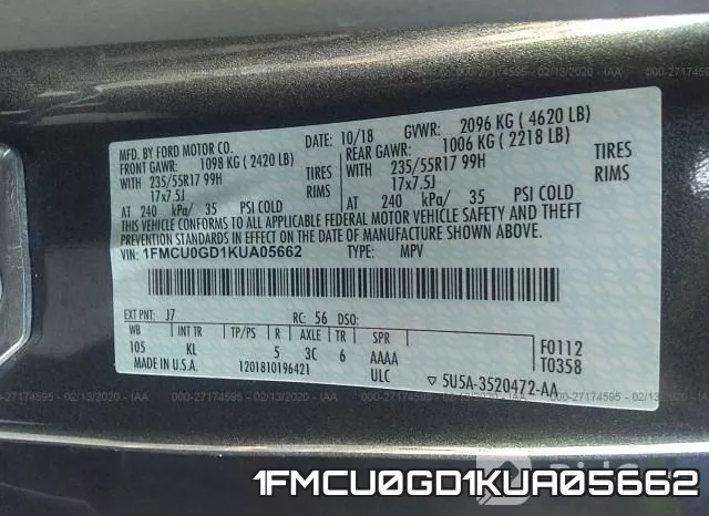 1FMCU0GD1KUA05662 фото 10