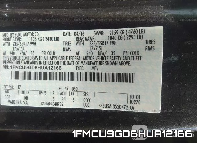 1FMCU9GD6HUA12166 фото 10