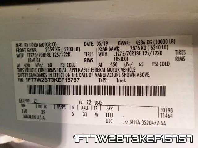 1FT7W2BT3KEF15757 фото 2