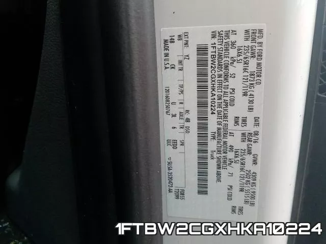 1FTBW2CGXHKA10224 фото 2