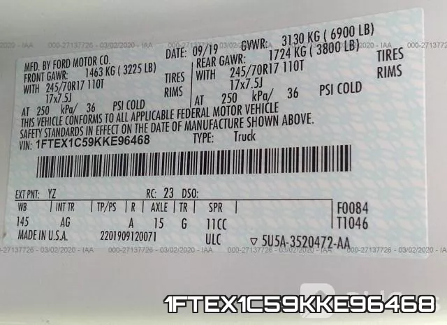 1FTEX1C59KKE96468 фото 10