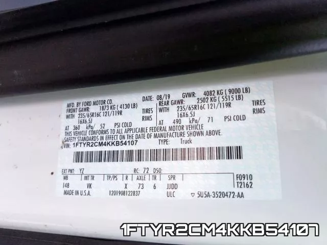 1FTYR2CM4KKB54107 фото 2