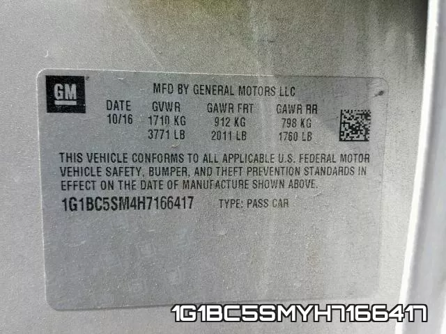 1G1BC5SMYH7166417 фото 2
