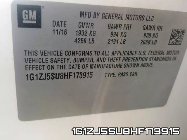 1G1ZJ5SU8HF173915 фото 2