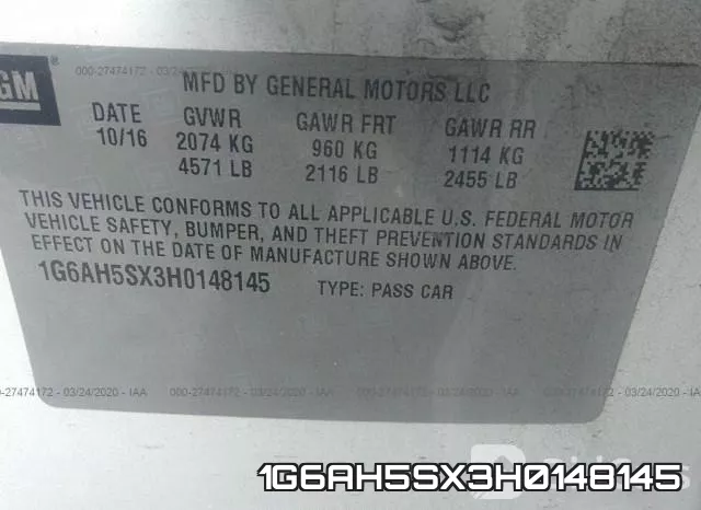 1G6AH5SX3H0148145 фото 10
