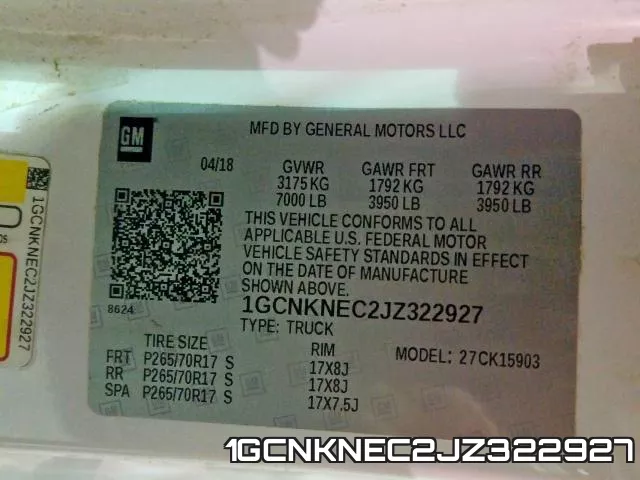 1GCNKNEC2JZ322927 фото 2