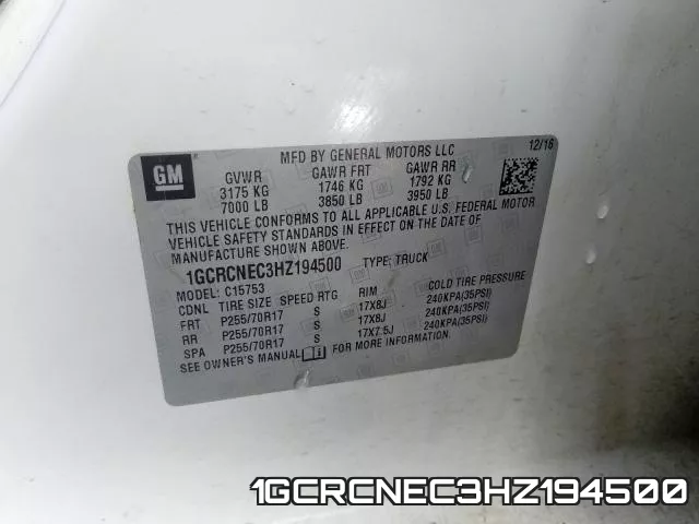 1GCRCNEC3HZ194500 фото 2