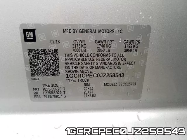 1GCRCPEC0JZ258543 фото 2