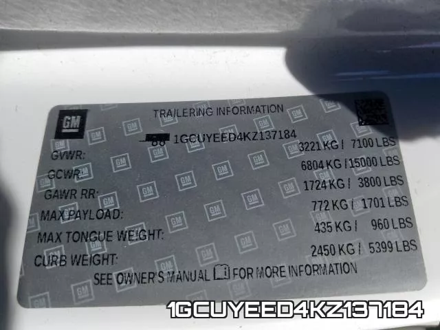 1GCUYEED4KZ137184 фото 2