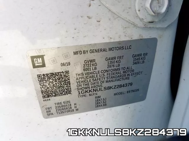 1GKKNULS8KZ284379 фото 2