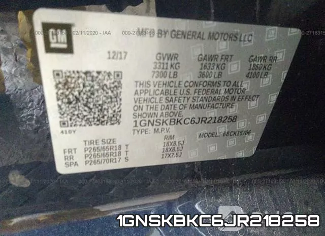 1GNSKBKC6JR218258 фото 10