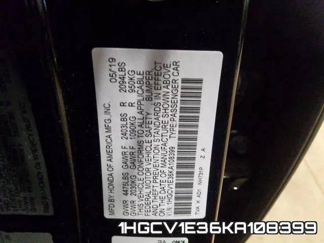 1HGCV1E36KA108399 фото 2