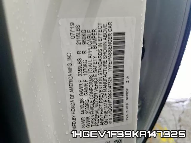 1HGCV1F39KA147325 фото 2