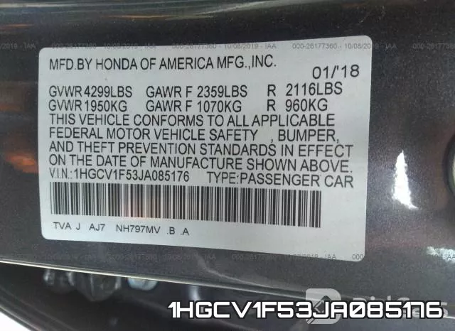 1HGCV1F53JA085176 фото 10