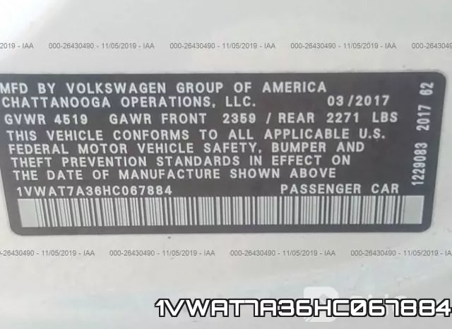 1VWAT7A36HC067884 фото 10