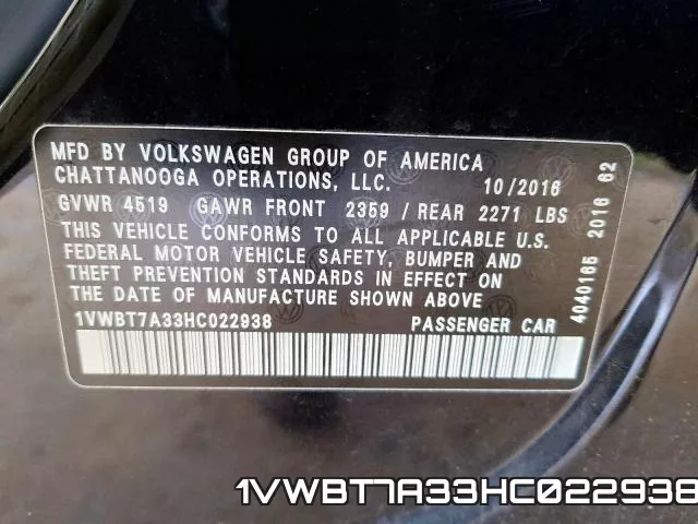 1VWBT7A33HC022938 фото 2