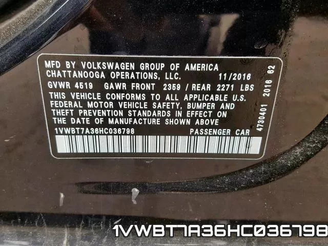 1VWBT7A36HC036798 фото 2