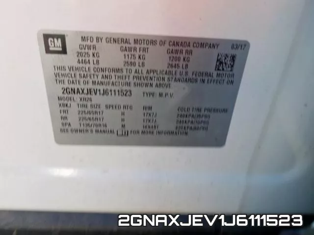 2GNAXJEV1J6111523 фото 2