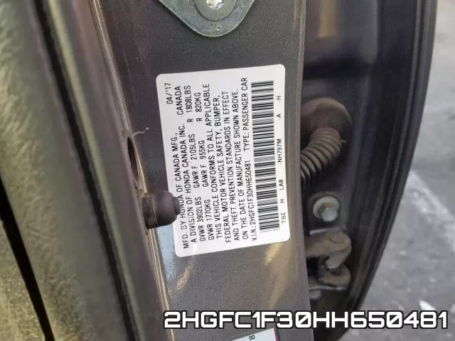 2HGFC1F30HH650481 фото 2
