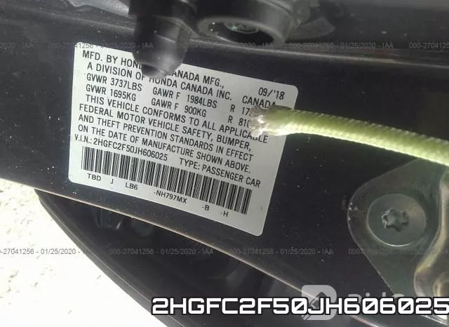 2HGFC2F50JH606025 фото 10