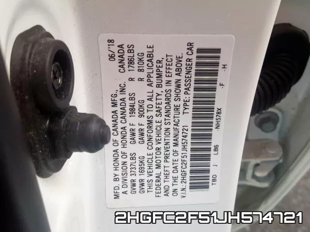 2HGFC2F51JH574721 фото 2