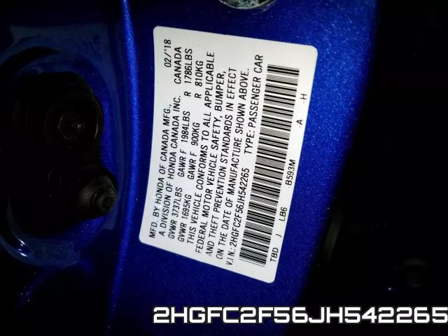 2HGFC2F56JH542265 фото 2