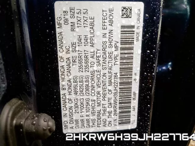 2HKRW6H39JH227764 фото 2