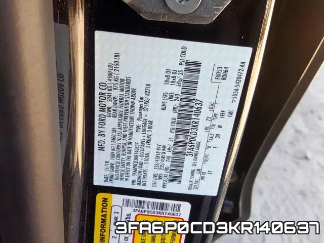 3FA6P0CD3KR140637 фото 2