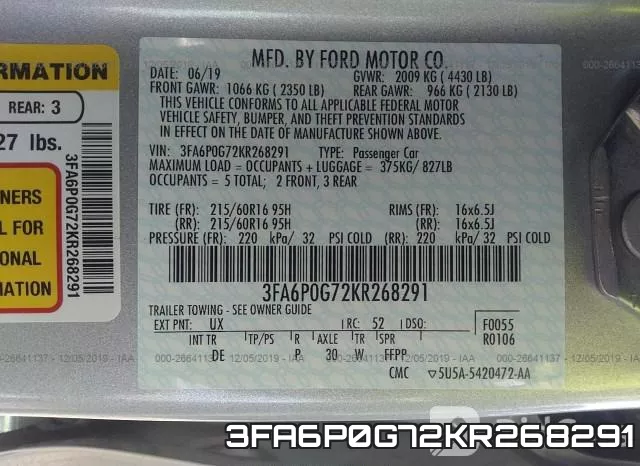 3FA6P0G72KR268291 фото 10