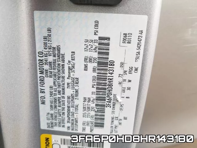 3FA6P0HD8HR143180 фото 2