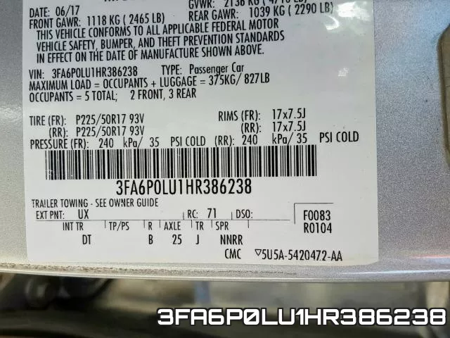 3FA6P0LU1HR386238 фото 2