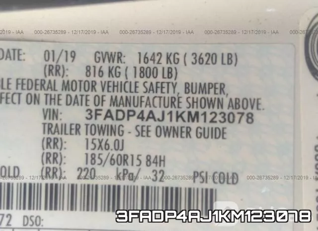 3FADP4AJ1KM123078 фото 10