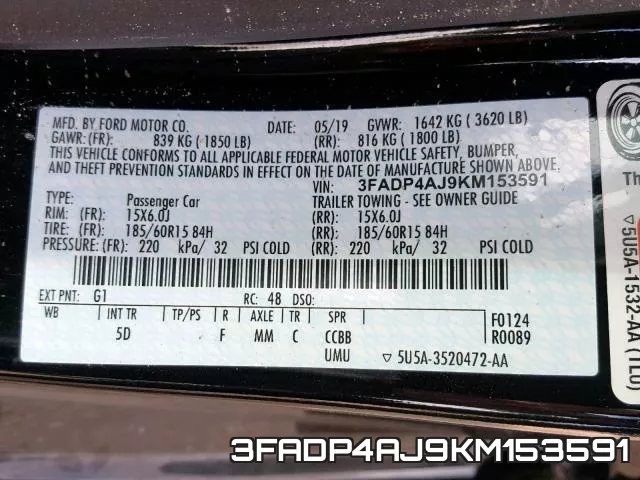 3FADP4AJ9KM153591 фото 2