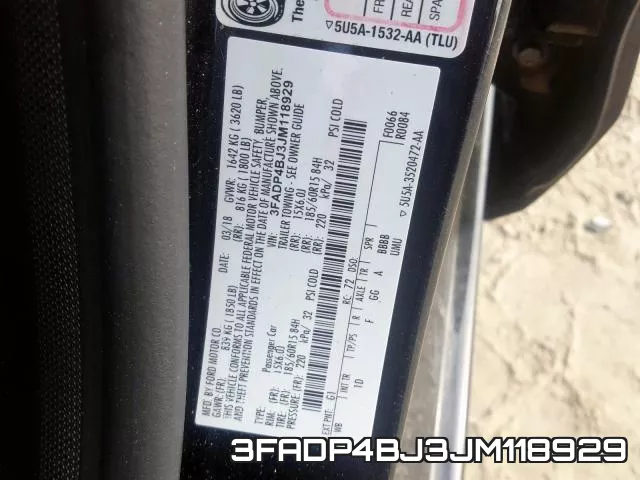 3FADP4BJ3JM118929 фото 2