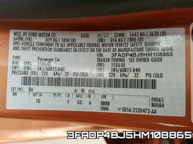 3FADP4BJ5HM108865 фото 2