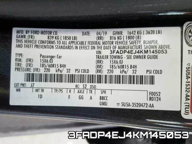 3FADP4EJ4KM145053 фото 2