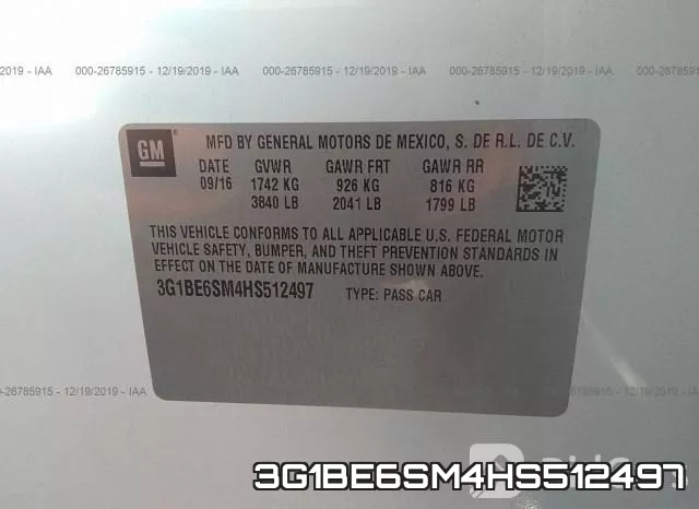 3G1BE6SM4HS512497 фото 10