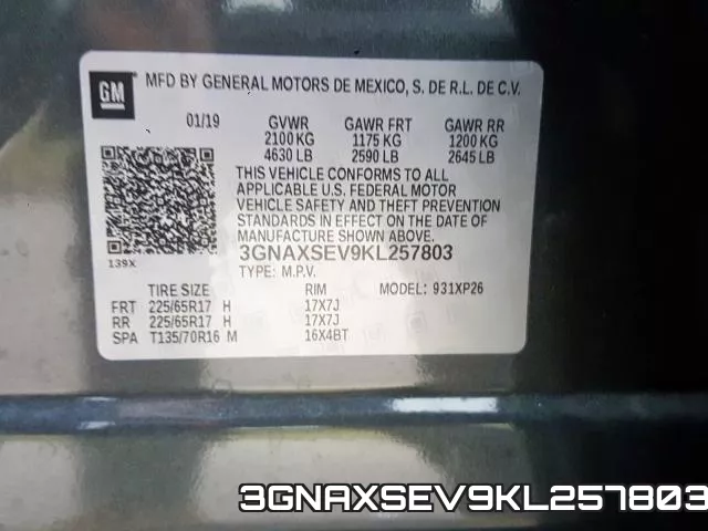 3GNAXSEV9KL257803 фото 2