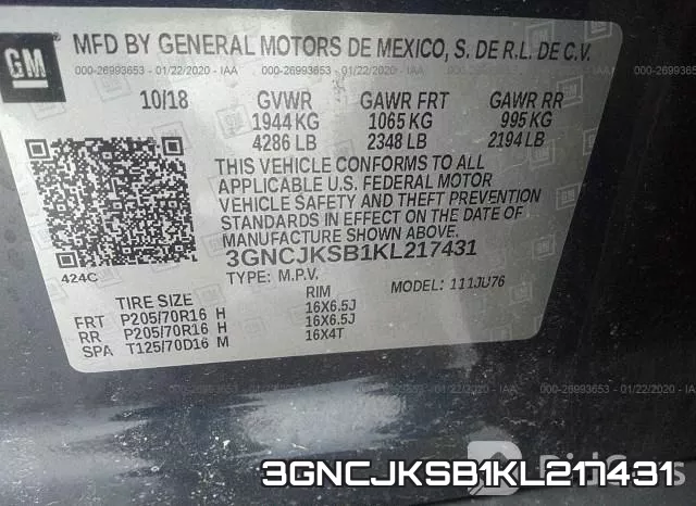 3GNCJKSB1KL217431 фото 10