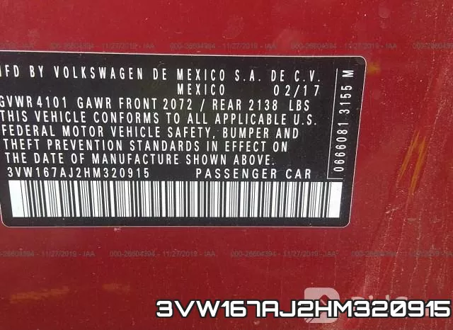 3VW167AJ2HM320915 фото 10