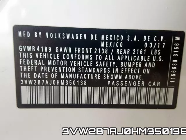 3VW2B7AJ0HM350138 фото 2