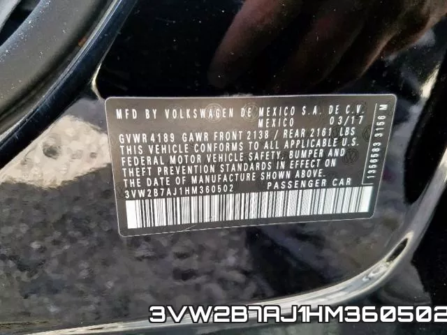 3VW2B7AJ1HM360502 фото 2