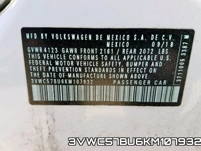 3VWC57BU6KM107932 фото 2