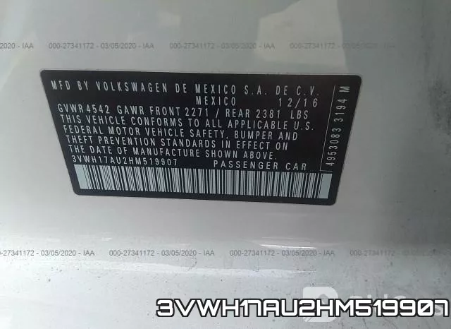 3VWH17AU2HM519907 фото 10