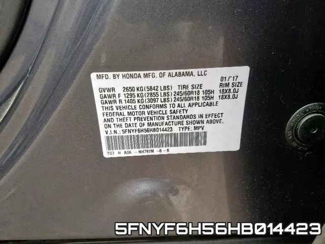 5FNYF6H56HB014423 фото 2