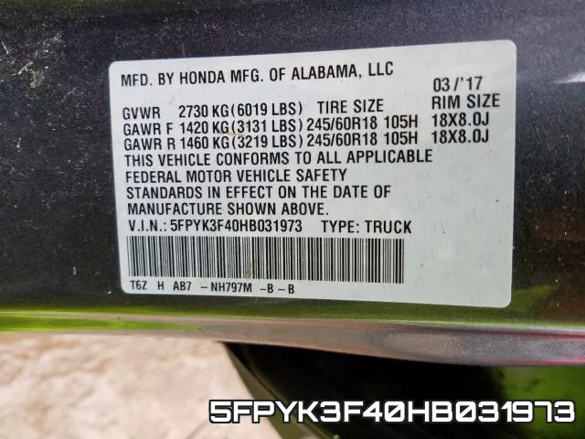 5FPYK3F40HB031973 фото 2