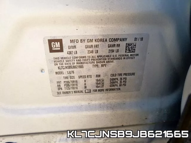 KL7CJNSB9JB621665 фото 2