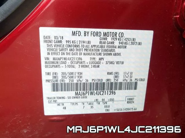 MAJ6P1WL4JC211396 фото 2
