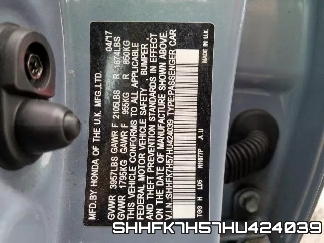 SHHFK7H57HU424039 фото 2