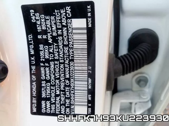 SHHFK7H93KU223930 фото 2